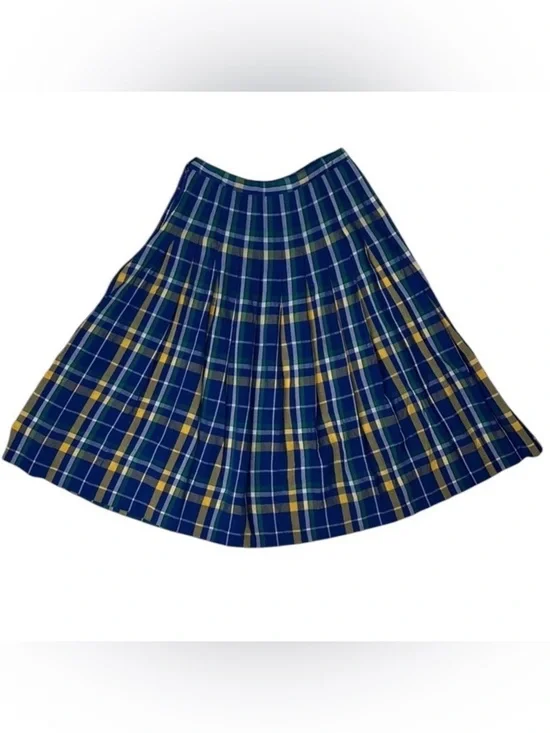 Vintage Pendleton Skirt Blue Tartan Plaid Pleated Academia Midi Sz 10 USA - Picture 2 of 5